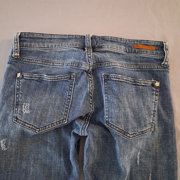 Anthropologie Pilcro Slim Boyfriend Floral Embroidered Distressed Jeans 25 Boho - Picture 12 of 16